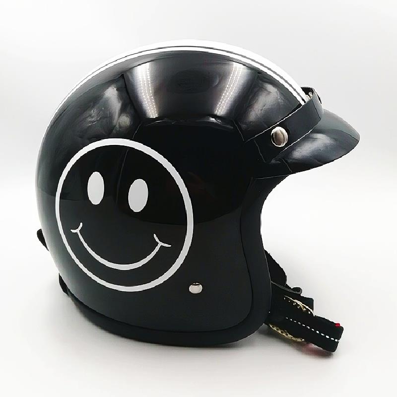 正品3C麦肯斯航笑脸机盔车复半巡小盔体四季电动车玻璃钢网红头古