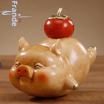 弗朗德诸事大吉家居饰品客厅卧室办公桌面礼品铜猪摆件吉祥物金猪