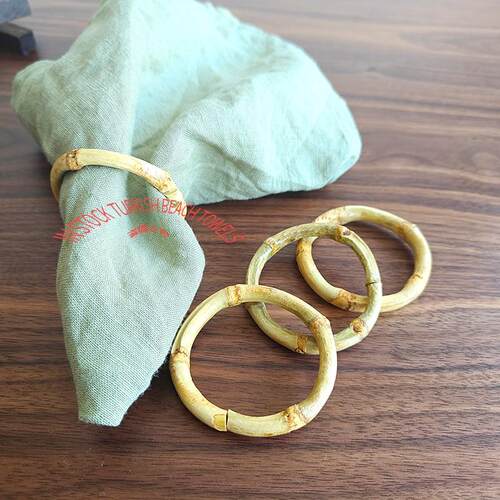 4个 Natural Bamboo Napkin Rings竹子圈餐巾环扣木质手工餐巾圈