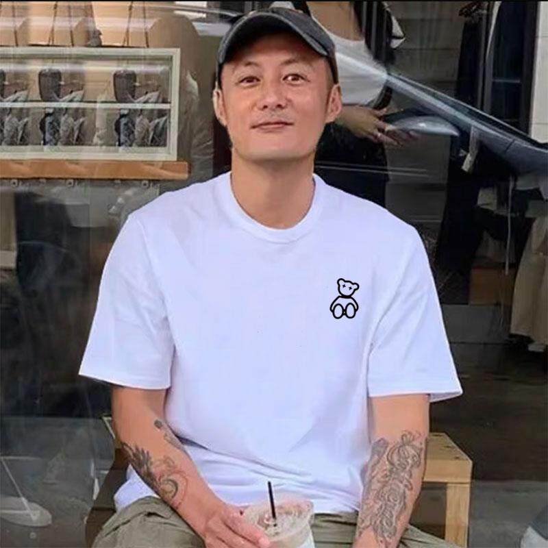 香港潮牌短袖t恤男女ins个性印花白色纯棉大尺码休闲情侣款T恤夏