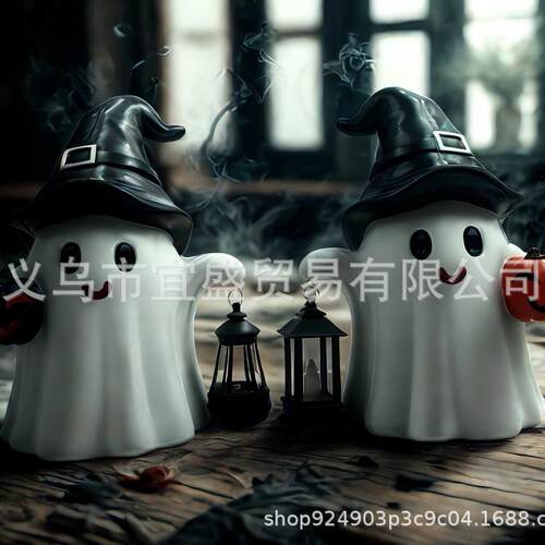 跨境新款万圣节幽灵提灯装饰品摆件太阳能设计灯光小夜灯家居装饰