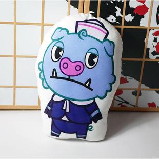 高档HTF乐树朋友欢抱枕军仔人微笑傻鹿糖果拖毛绒鞋 抱枕公动漫周