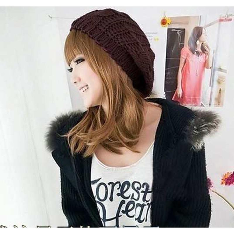 2018韩版秋冬 大蓓蕾款麻花球状针织帽子 波罗帽女毛线贝雷帽批发