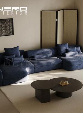 墅WLX-C15B意式形发沙高端大户型弧转角大平层布艺组合客厅别贵妃