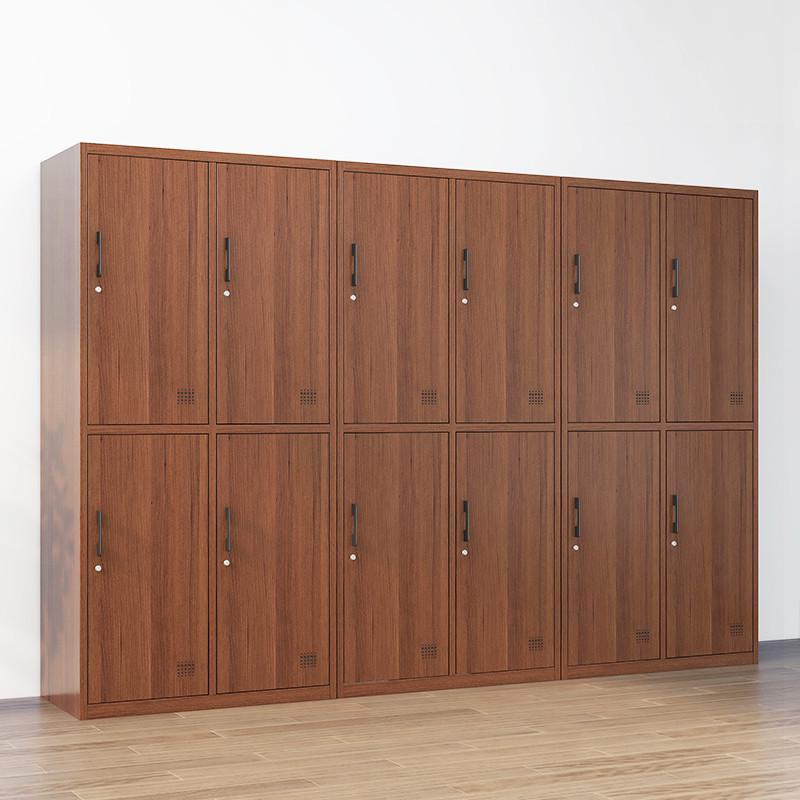 更衣柜钢制木纹员工宿舍储物柜游泳馆健身房换衣存包柜鞋柜
