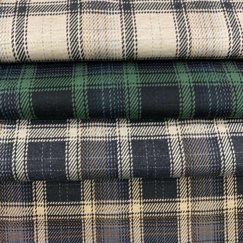 新款TR棉色织格子混纺高档毛呢提花面料色织服装原料粗纺现货