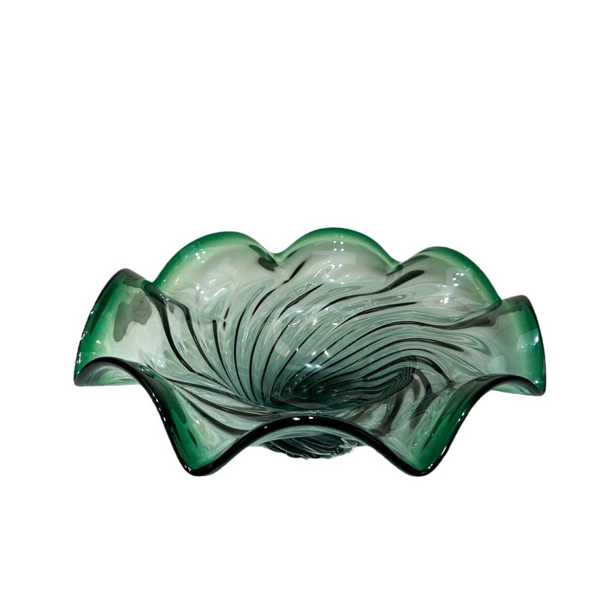 现代简约祖母绿手工琉璃水果盘客厅餐桌茶几样板间高级感装饰摆件