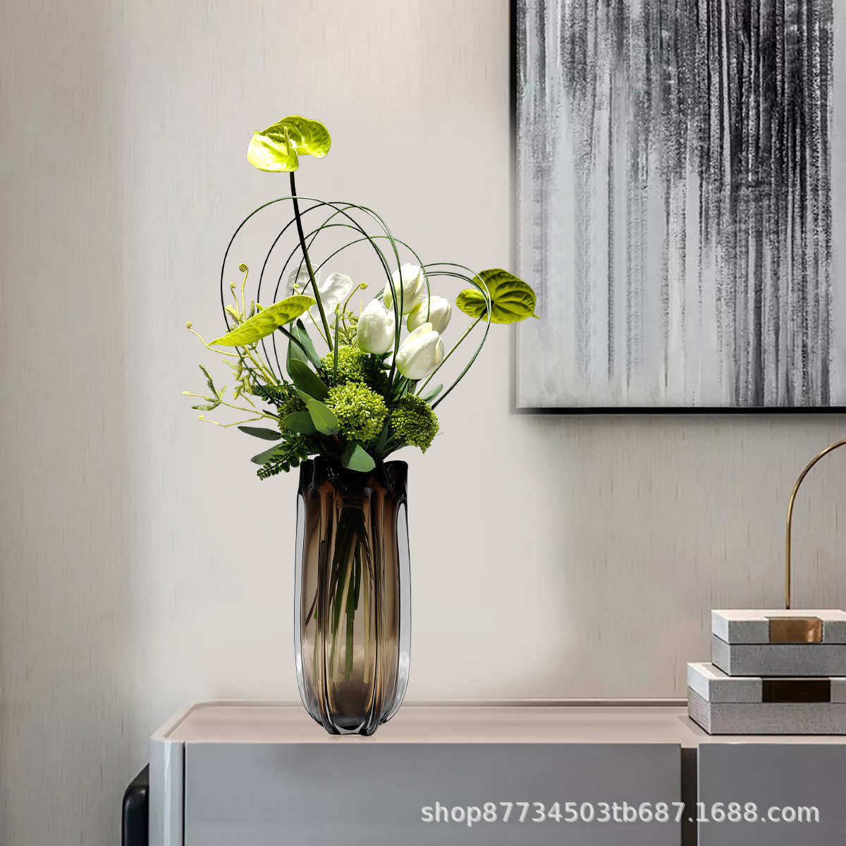 现代轻奢样板房售楼处酒店茶几卫生间家居饰品仿真花艺套装装饰品,鲜花速递/花卉仿真/绿植园艺,仿真绿植,淘宝优惠券,粉丝福利购,淘宝优惠卷