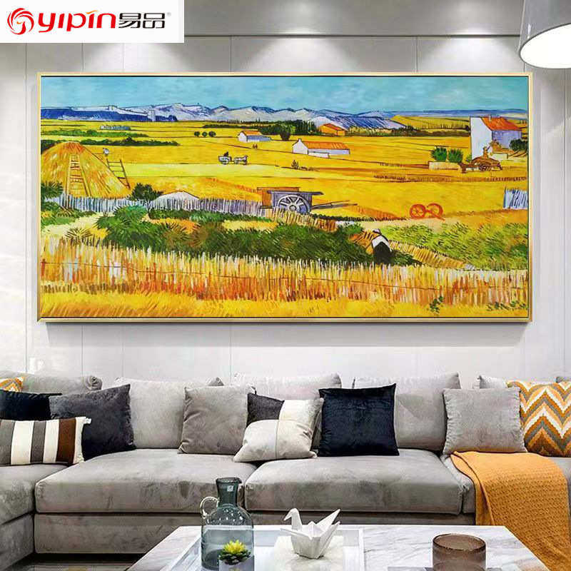 网红侘寂风挂画背有靠山沙发背景墙手绘油画三联晶瓷画客厅装饰画,家居饰品,现代装饰画,淘宝优惠券,粉丝福利购,淘宝优惠卷