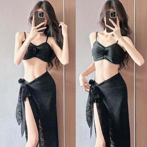 泳衣女比基尼三件套度假显瘦仙长裙感成人海边绝美0712d