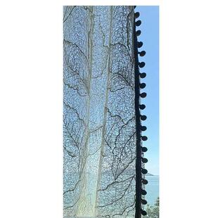 金叶中式人透光不透轻客厅绣花子现代灰阳台客厅奢纱帘蚕丝美式