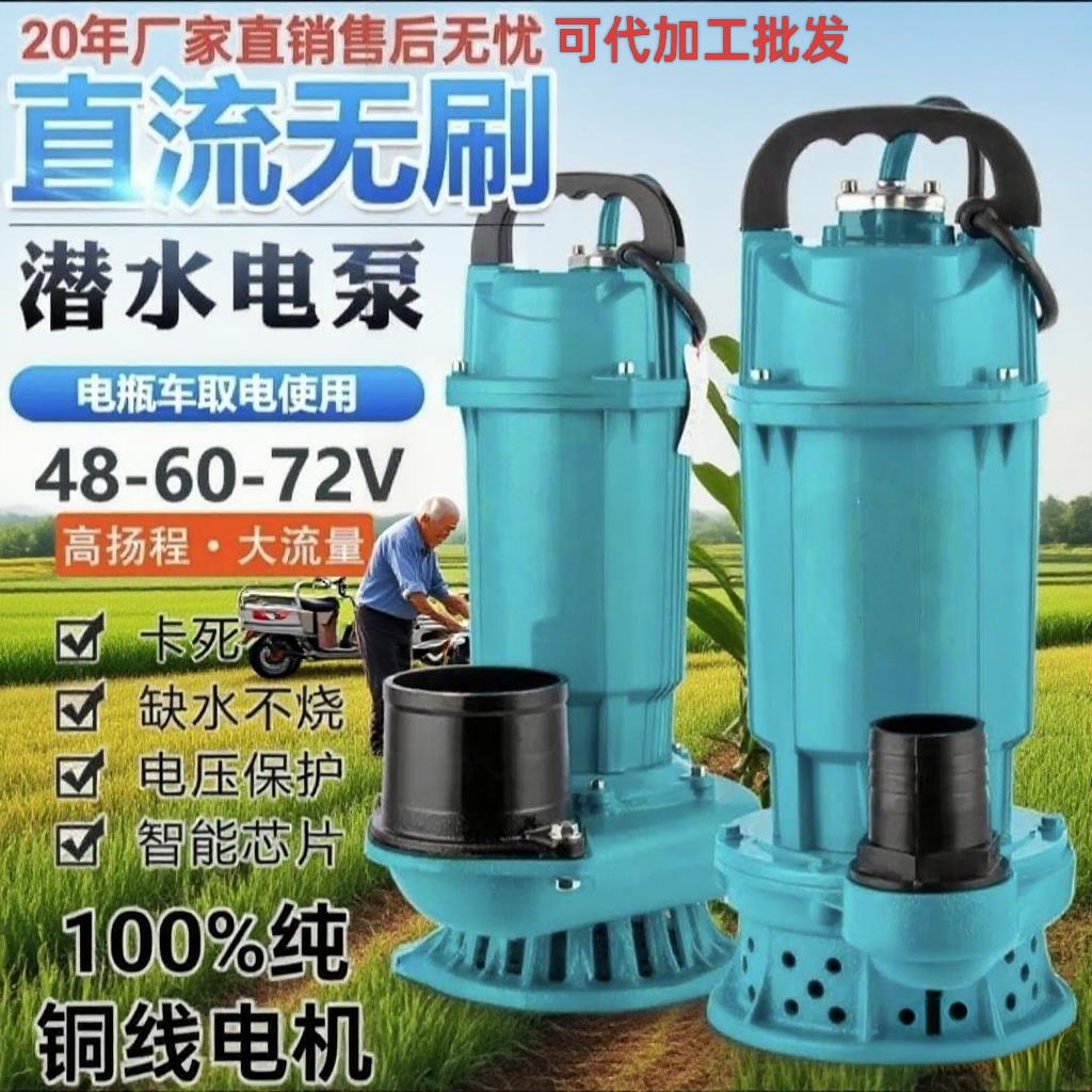 直流无刷潜水泵48v/60v/72v电动车水泵农用家用抽水泵灌溉直流泵