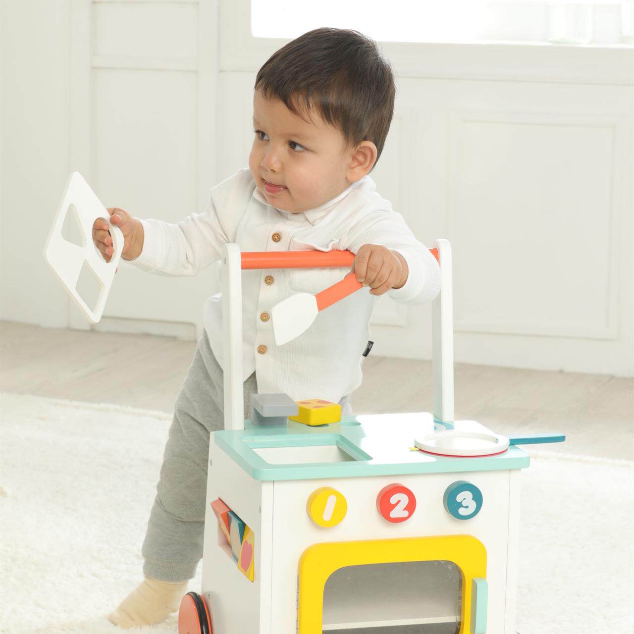 婴儿学步车小推车宝宝手推车学步多功能过家家厨房学步车木质玩具