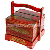 仿古盒食盒手首饰盒双层皮提篮仿古