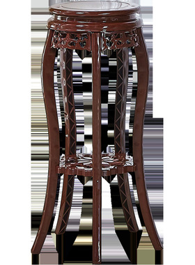 木头花架子单个实木质客厅高落地花几圆形简约现代室内矮包邮