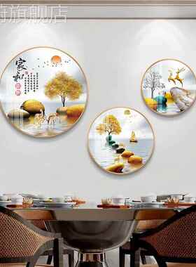 网红家和万客兴厅装事画房现代简约厨厅沙发背墙餐挂饰画景三联壁