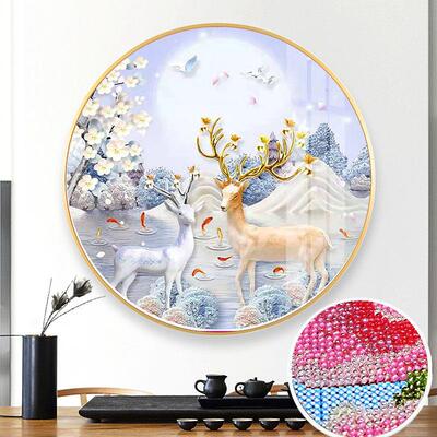 富禄双全穿珠绣十字绣新珠绣全穿珠绣彩色珠绣DIY材料包圆