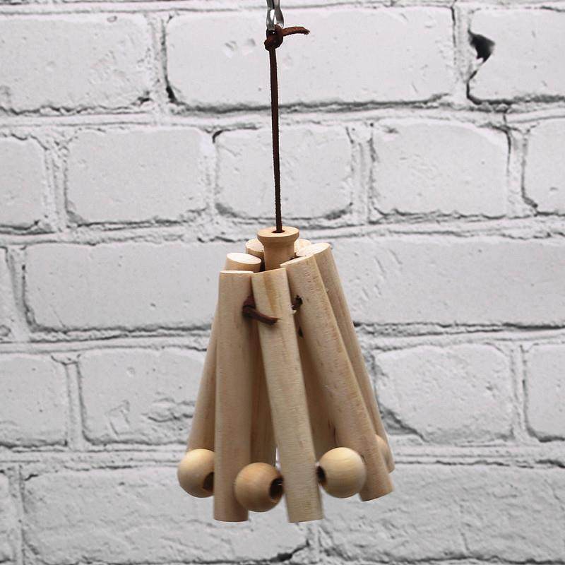 鹦鹉用品 鸟玩具用品 木质皮绳啃咬串 木轮串玩具 锥形轴磨牙串