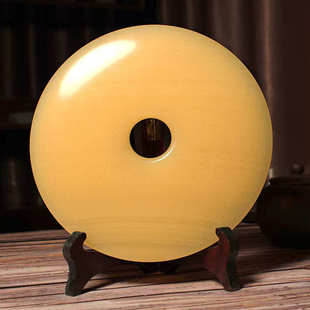 米黄玉平安扣摆件家居客厅乔迁新居商务开业工艺礼品和氏璧摆件