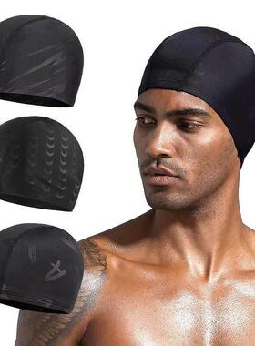 Women Men Spandex Swimming Cap Black Lightning Shark Skin Le