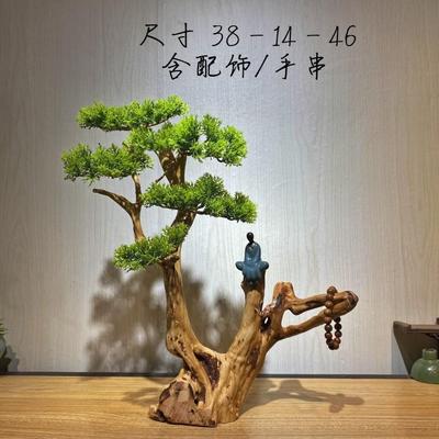 太行崖柏迎客松根雕抱石山里人山流香摆06863961件客厅树水根倒工