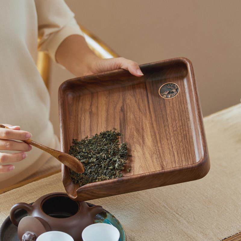 黑胡桃木实木分茶盘茶饼开 茶盘撬茶盘功夫茶道配件普洱茶收纳盒