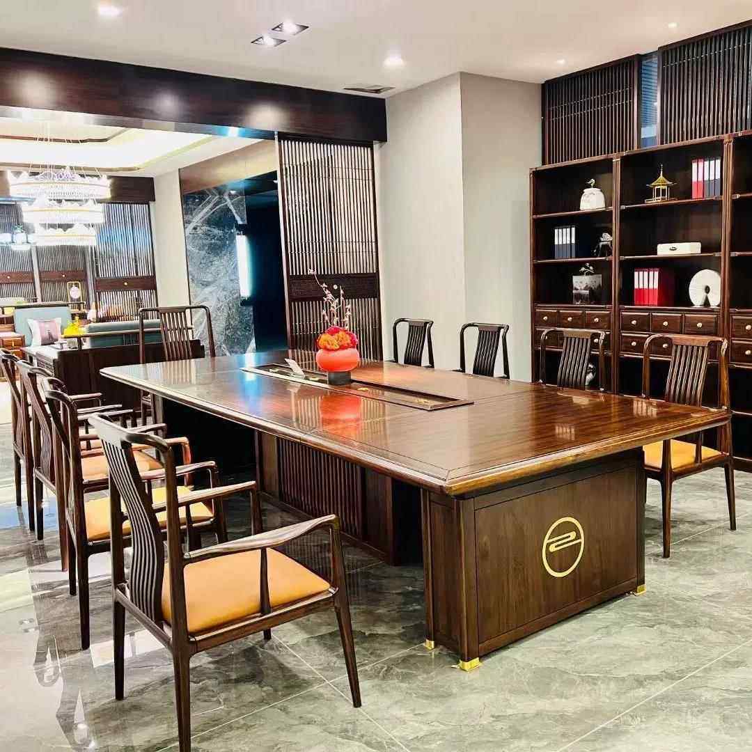 新中式实木会议桌长桌办公室接待桌简约现代洽谈桌会议室桌椅组合,商业/办公家具,会议桌,淘宝优惠券,粉丝福利购,淘宝优惠卷