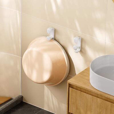 Wall-mounted basin hook with no-drill adhesive, snap-on desi