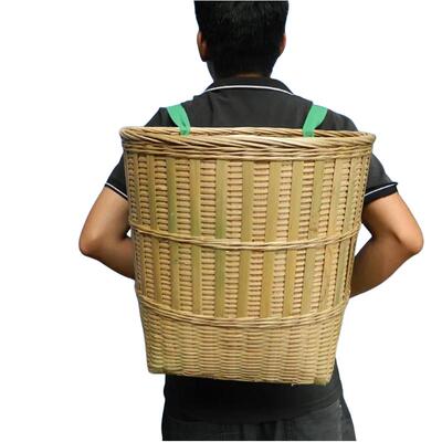 竹编背篓小号大号背篼道具竹篓编织收纳筐买菜背篓双肩竹编采茶篓