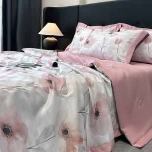 夏季 水洗20250501天丝感夏家用床上凉品夏被四件套学生宿舍清 新款