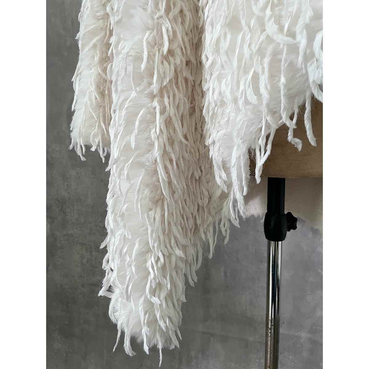 羽毛长毛白色黑色流苏面料玩偶窗帘抱枕婚纱背景布辅料绒布料