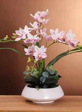 2024新款蕙兰花假花成品套装摆件花家居客厅餐桌电视柜摆设装饰花