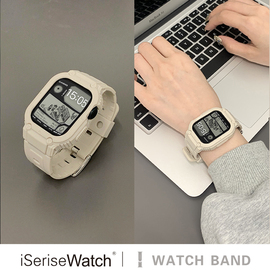 iserisewatch适用applewatchs8表带iwatch9代苹果手表s7一体表带星光色高级创意tpu表壳41/45mm春夏运动男女