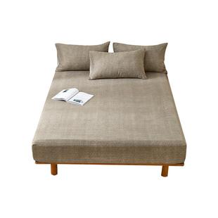 KI9S100全棉老粗布床笠单件夏季 纯棉亚麻床罩三件套床垫保护套防