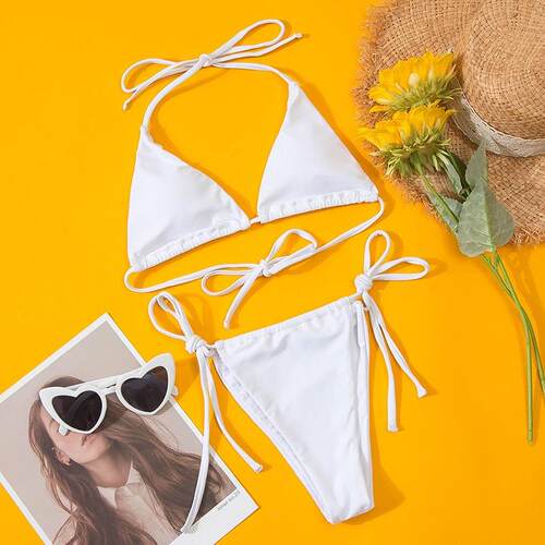 Double sided backless split swimsuit双面料露背分体泳衣