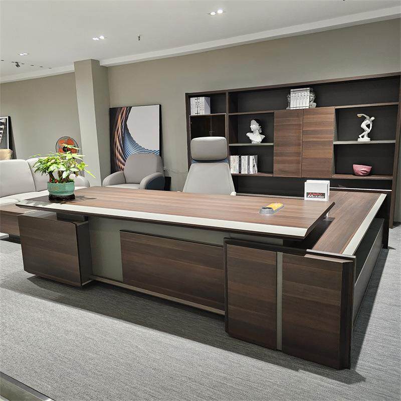 新中式老板桌简约办公桌总裁桌单人办公室家具现代大班台桌椅组合