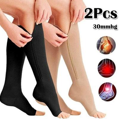 Zipper Compression Sock Women Men High Elasticity Nylon Clos
