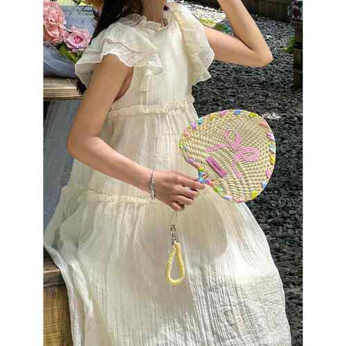 手工编织挂绳小蒲扇婴儿创意可爱多巴胺夏季扇子迷你少女便携草编