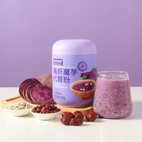新疆包邮高纤魔芋代餐粉500g紫薯粥营养早餐冲泡即食冲泡饮料懒人