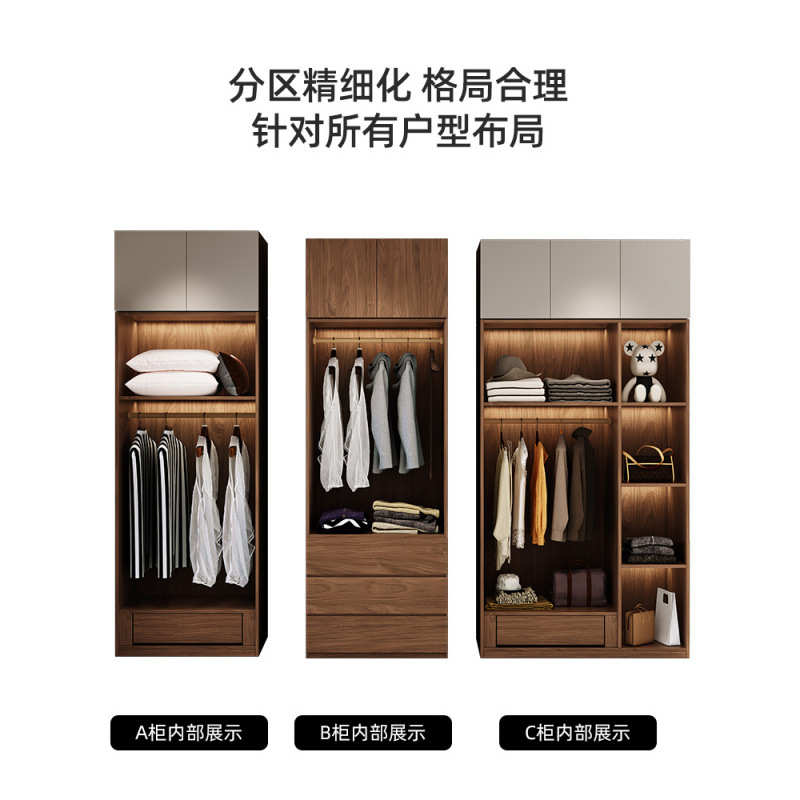 衣柜家用卧室现代简约经济型小户型平开门成品组装衣帽间拼色衣橱