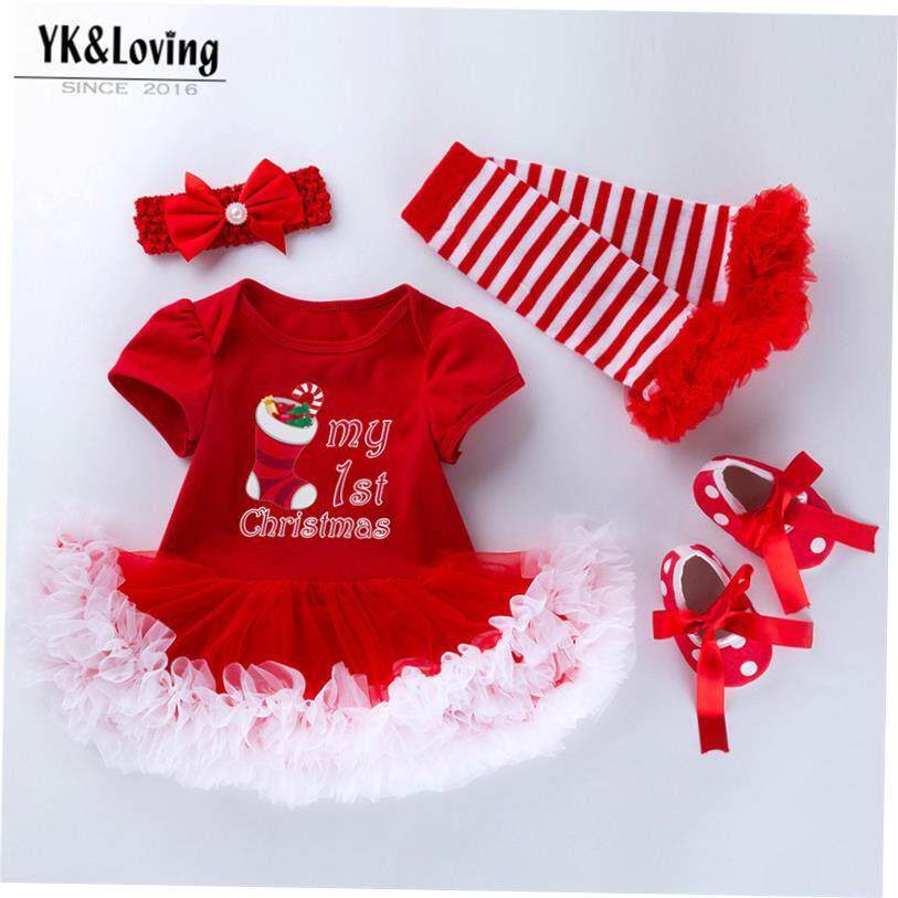 Christmas Baby Dress Set of 4圣诞节宝宝哈衣裙4件套卡通