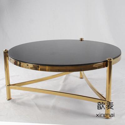 广东歆麦佛山家具厂家直销轻奢简约个性休闲不锈钢后现代圆形茶几
