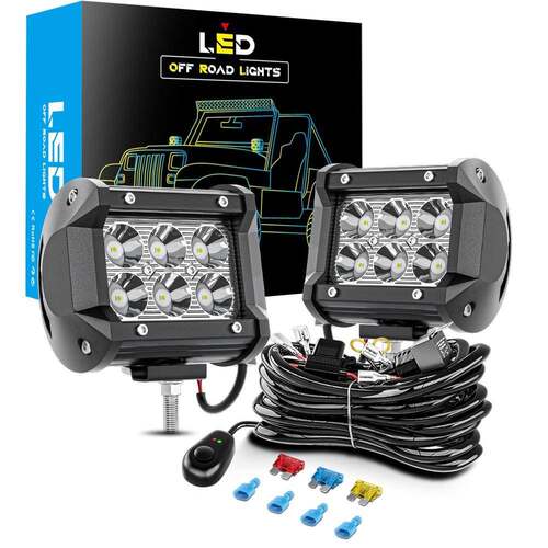 DXZ 4英寸LED长条灯6LED18W越野驾驶灯带控制线束套装LED工作灯