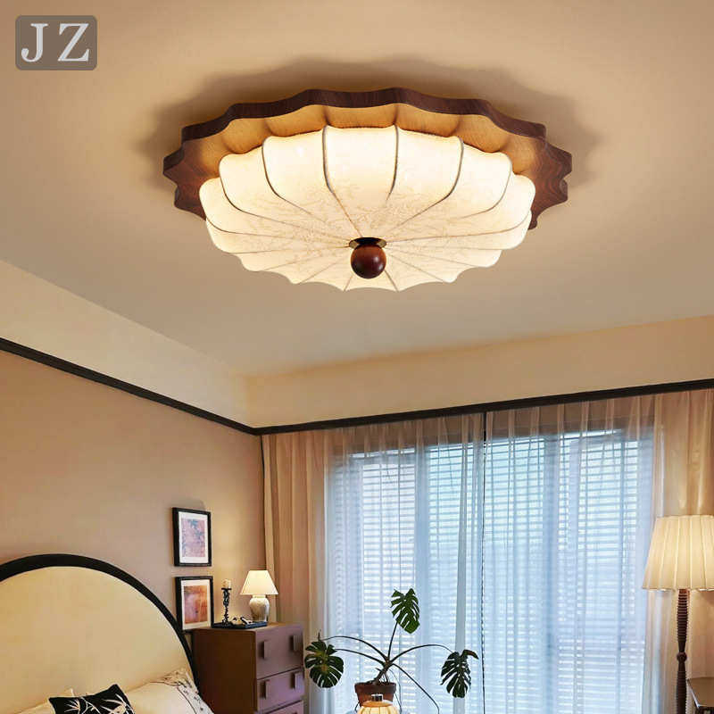 中复古卧房古风吸顶灯法式灯 护眼间艺创意led布卧室形灯花主客厅,家装灯饰光源,智能吸顶灯,淘宝优惠券,粉丝福利购,淘宝优惠卷