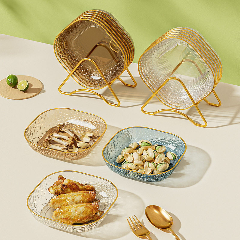 吐骨碟家用轻奢透明小盘子食品级