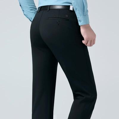 直秋冬2901新款男式裤休闲裤中年男士商务针织筒免弹力烫长子男