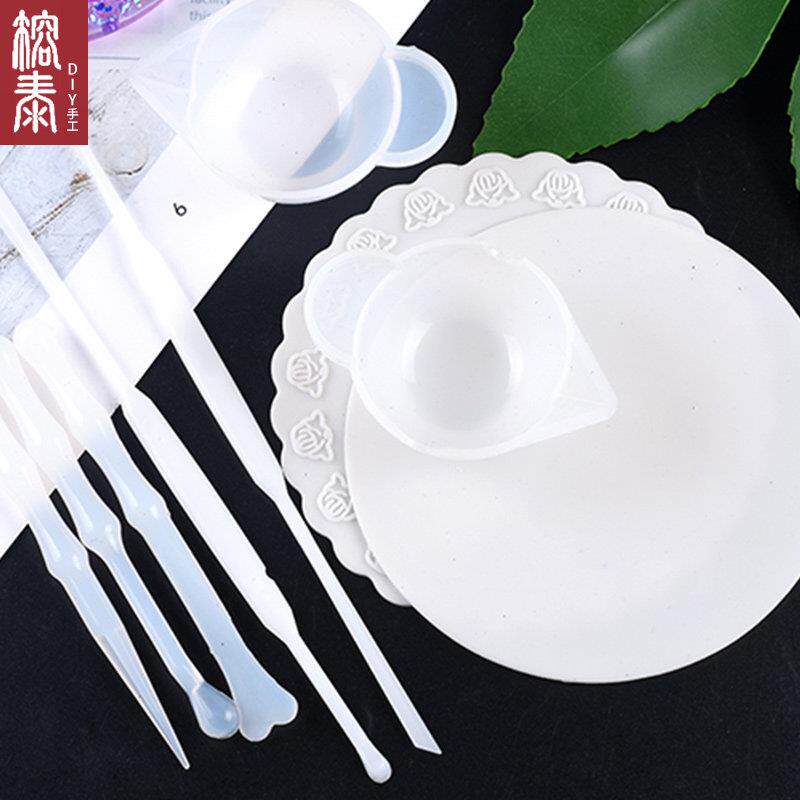 榕泰DIY手工水晶滴胶调胶工具量杯 调胶棒 免洗硅胶杯垫滴胶uv