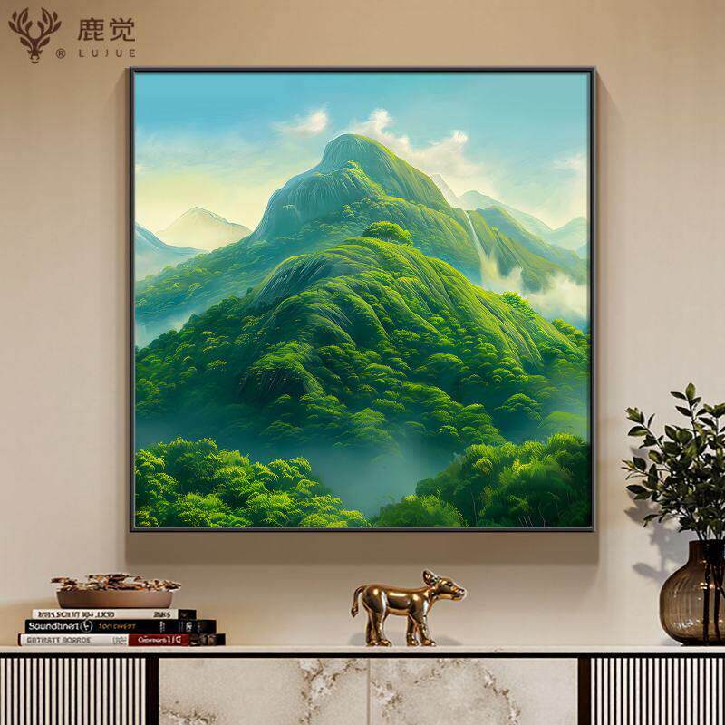 青山图玄关装饰画现代简约客厅饭厅背景墙挂画有山无水靠山画壁画