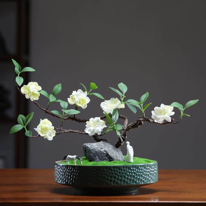轻奢仿真花艺盆景摆件家居客厅玄关餐桌创意装饰梅花假花干枝摆设