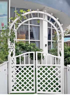 拱门花架防腐木爬藤架木质拱形户外庭院葡萄架月季实木花园门白色